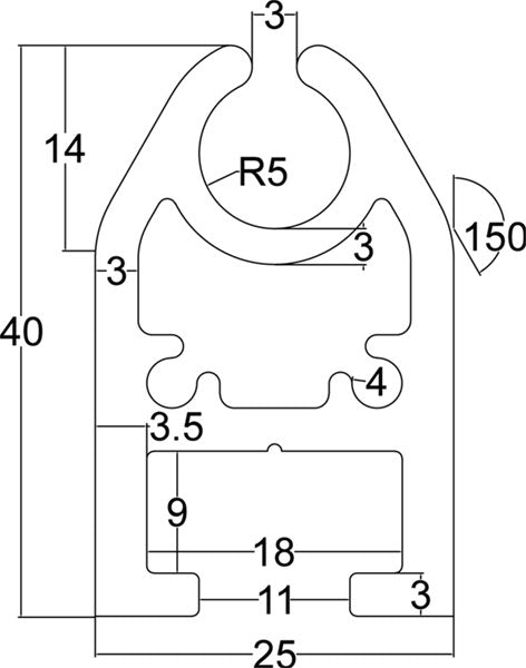 6 meter aluminium profiel voor 10 mm pees zeildoekshop